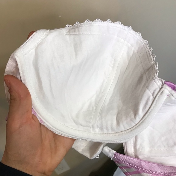 Gossard pastel pink cute striped bra with lace trim and bows - Picture 8 of 10